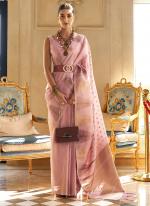 Tissue Pink Festival Wear Weaving  Saree